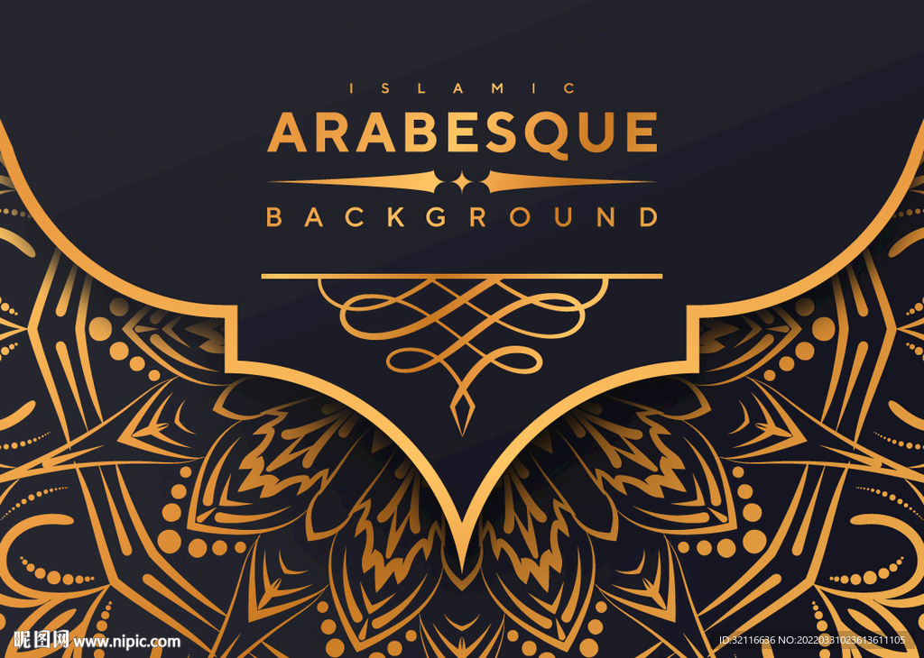 ai矢量古典金色曼陀罗高端商务