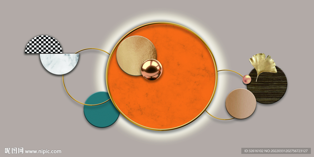 金色几何立体装饰画