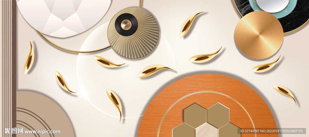 金色九鱼图现代装饰画