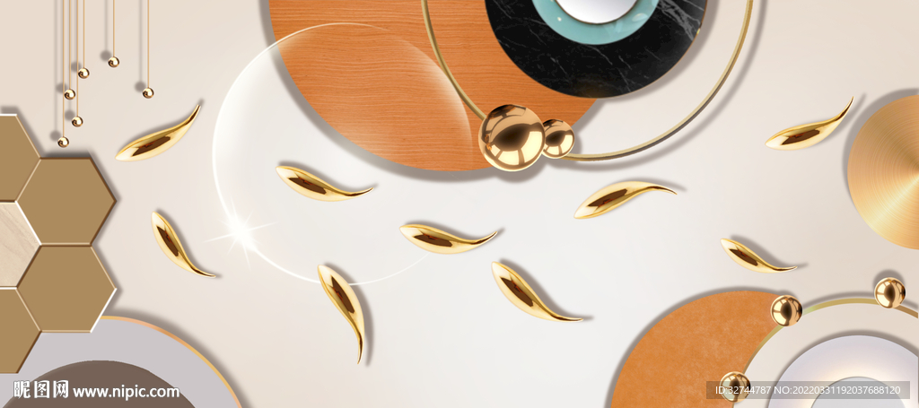 金色九鱼图现代装饰画