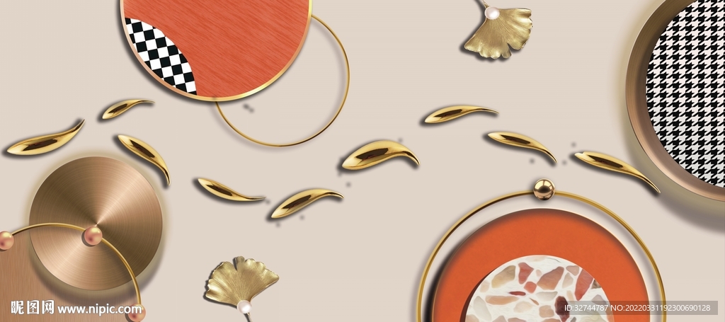 抽象九鱼图装饰画