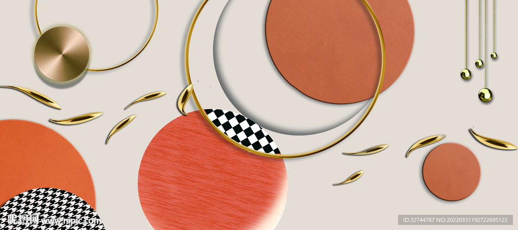 几何九鱼图装饰画