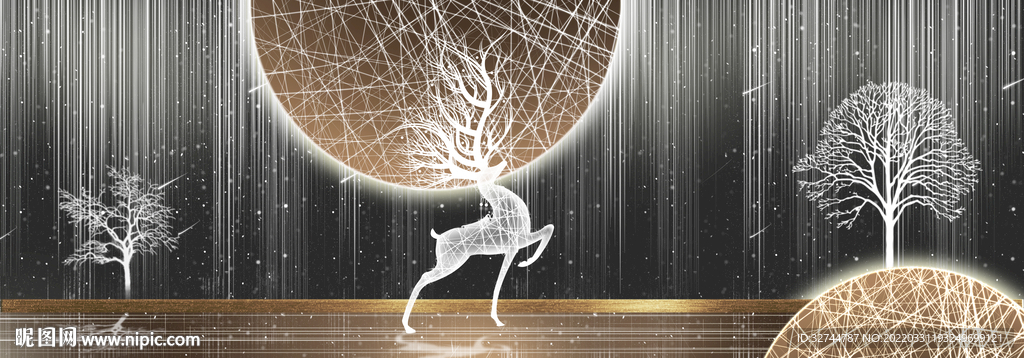 梦幻星空麋鹿装饰画