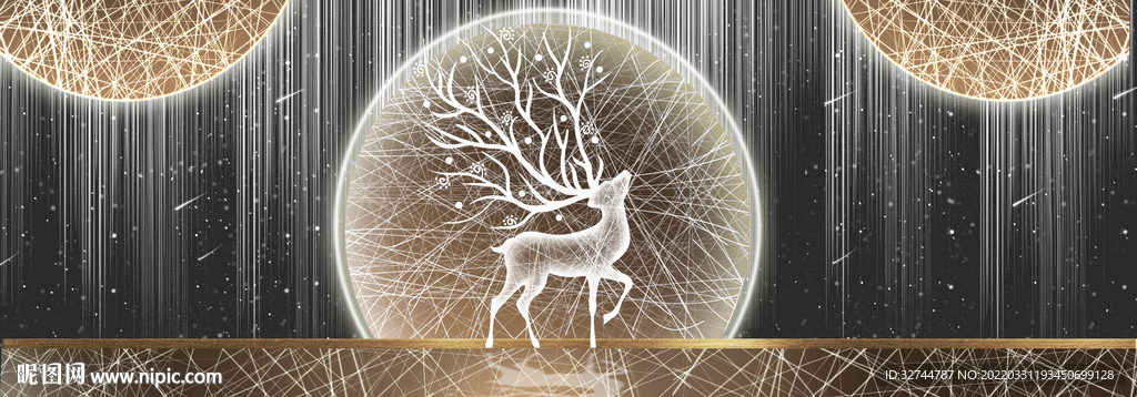 星空麋鹿山水装饰画