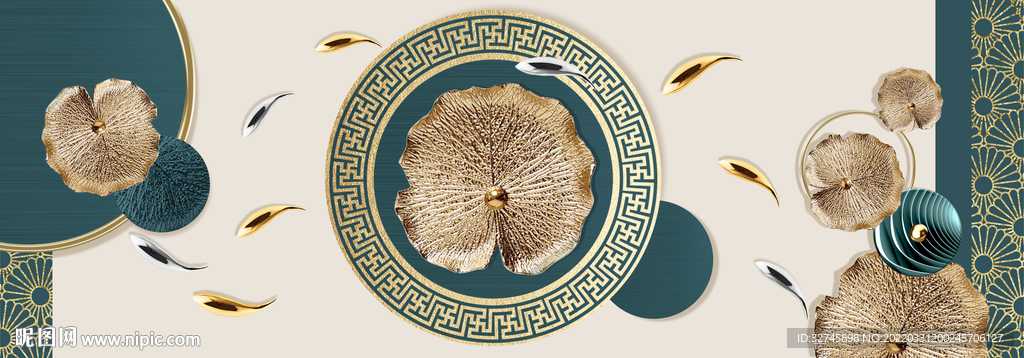 荷花鲤鱼装饰画