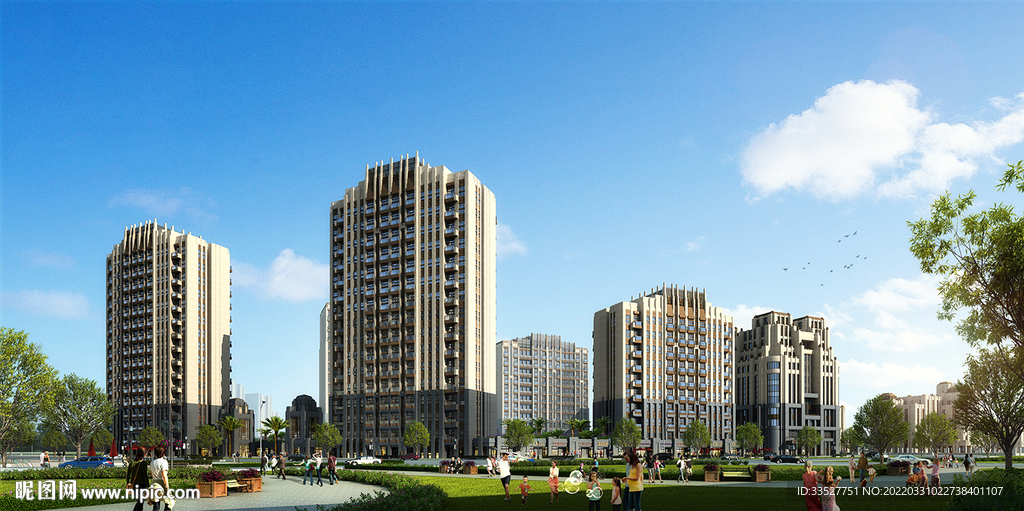 沿街住宅群体效果图