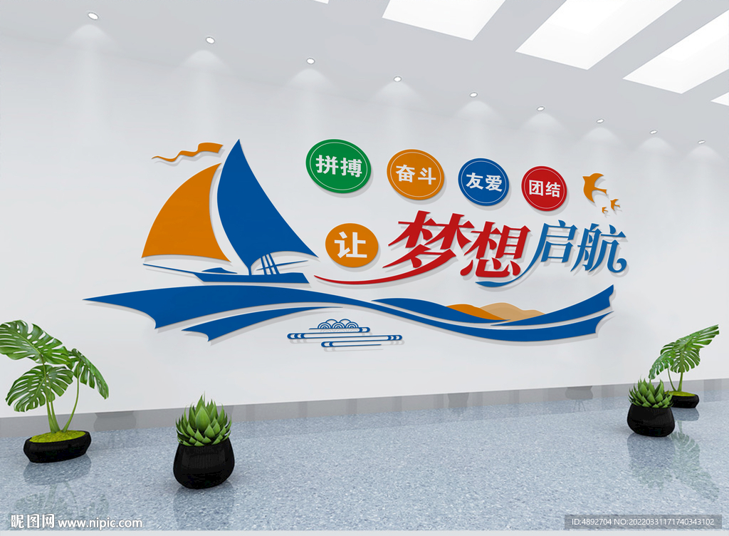 企业梦想启航励志标语文化墙图片