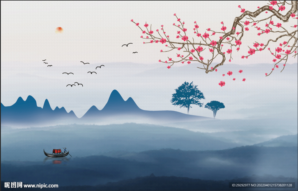 新中式花鸟山水