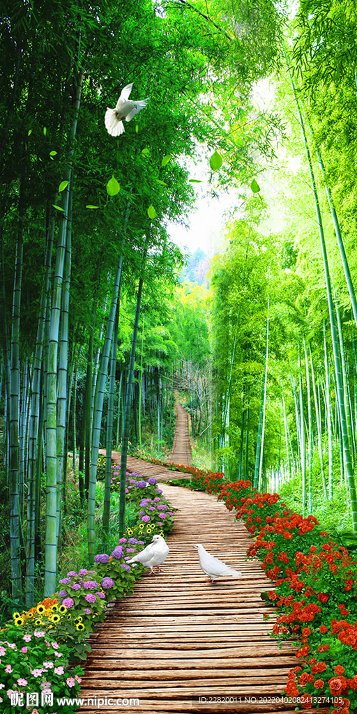 竹林小溪木栈道