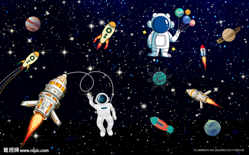 卡通宇宙宇航员