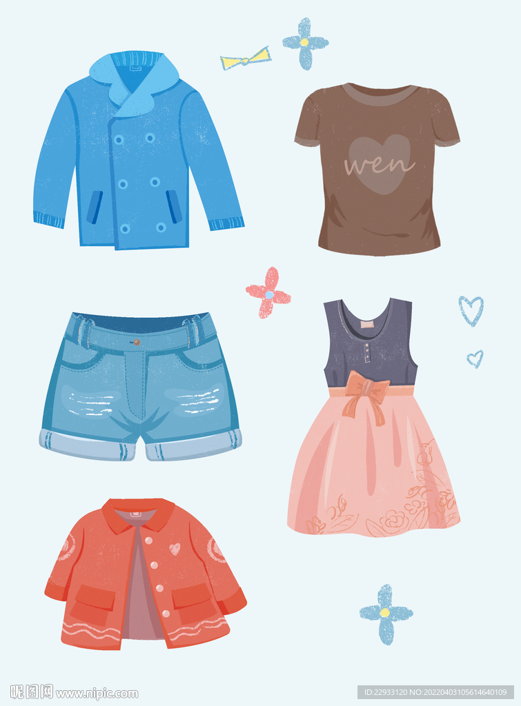 时尚衣服元素插画