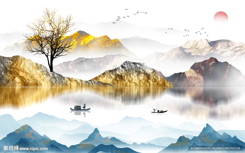 中国风 山水画水墨 风景 意境