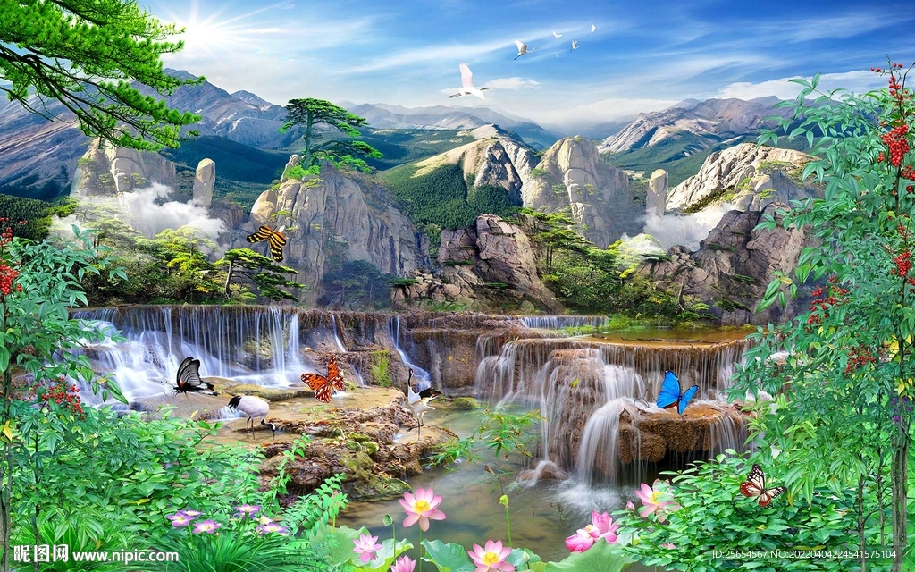 山水风景画自然风景客厅电视背景