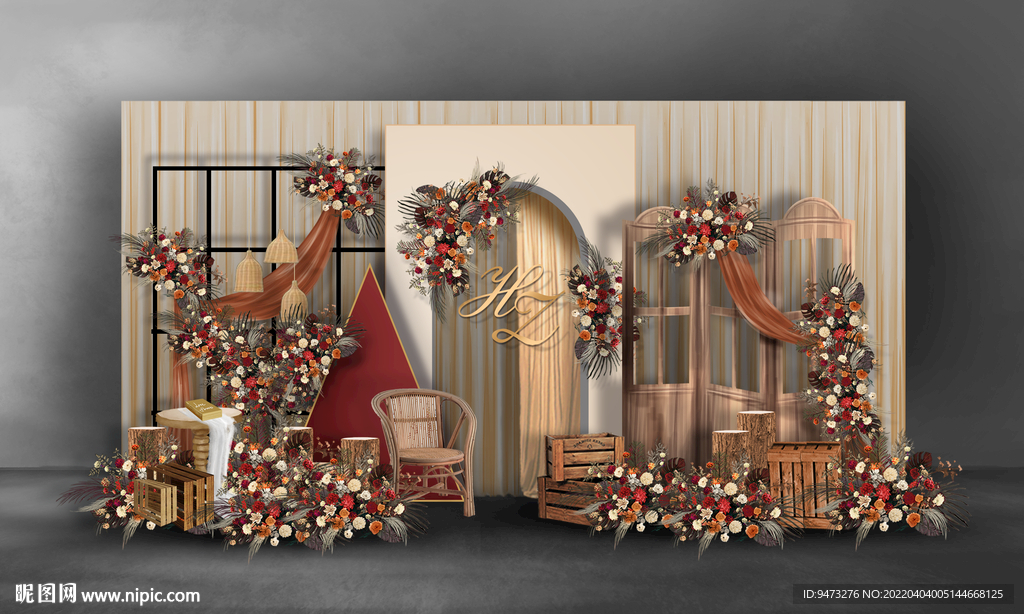 美式乡村婚礼迎宾区