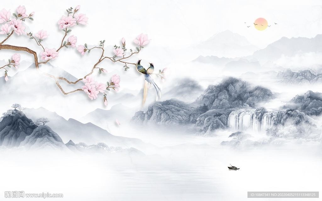 花鸟 高档背景山水 TIF分层