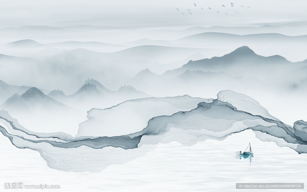 中式 高档背景山水 TIF分层