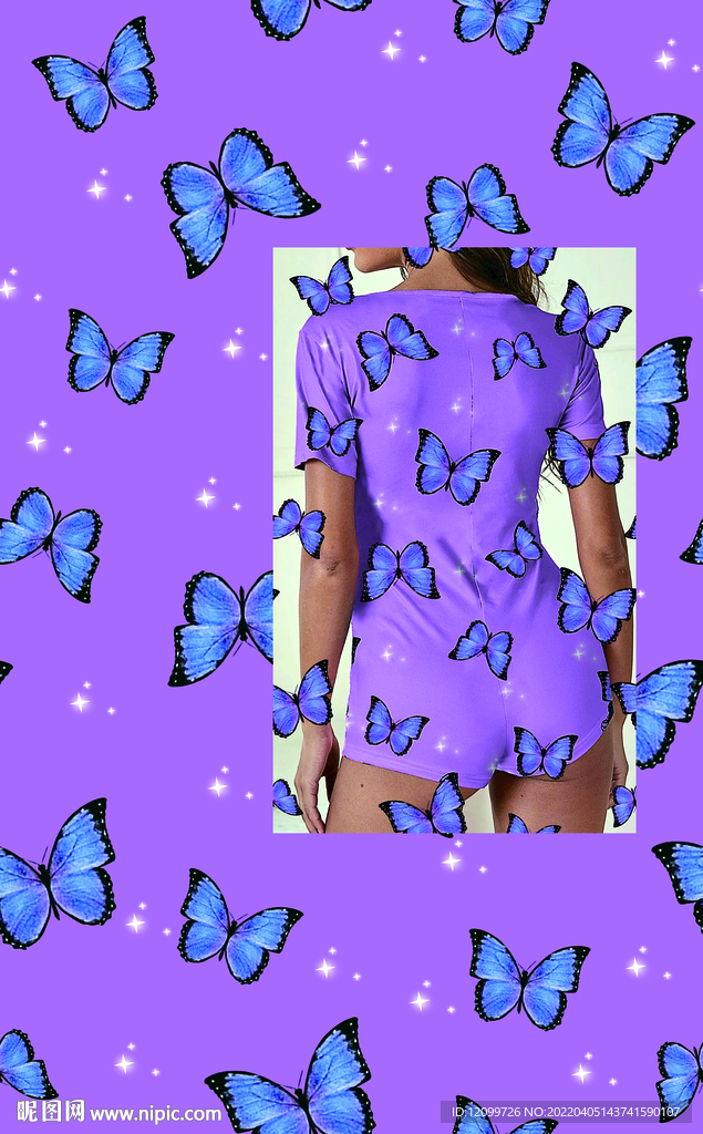 全身蝶数码印花大牌