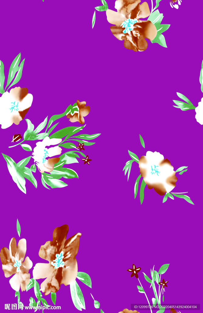 数码印花 花朵叶子