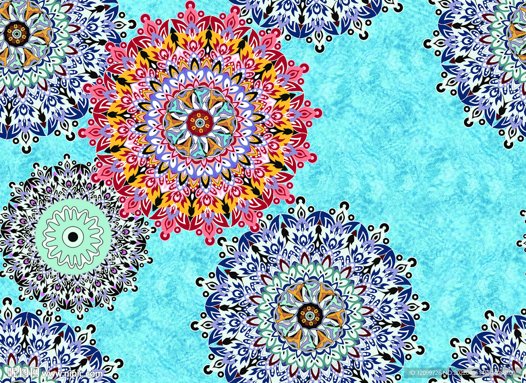 民族风大圆圈 扎染数码印花