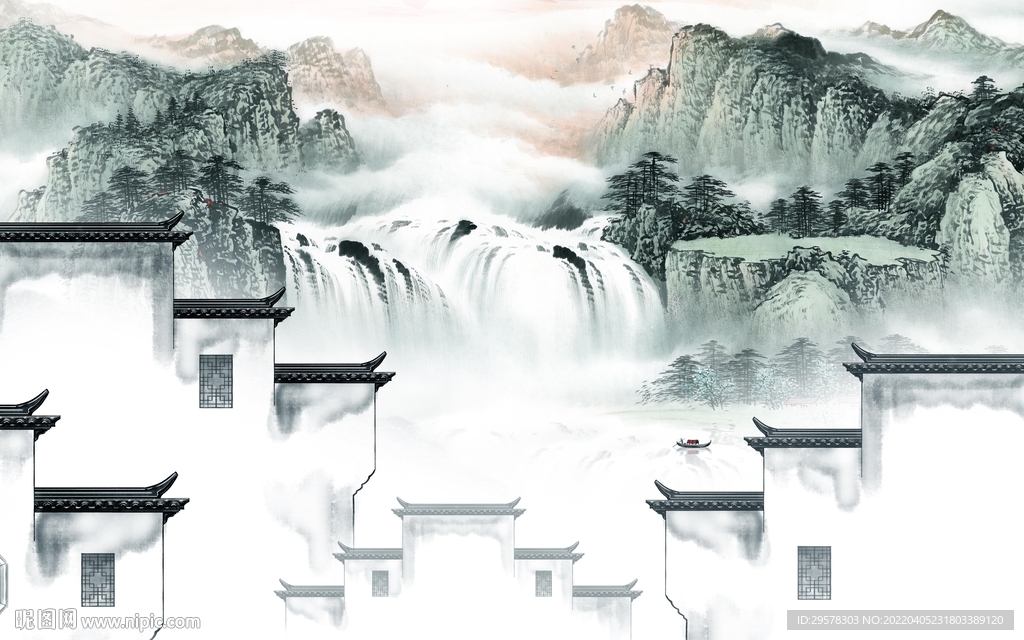 中式 背景高清山水 TIF分层