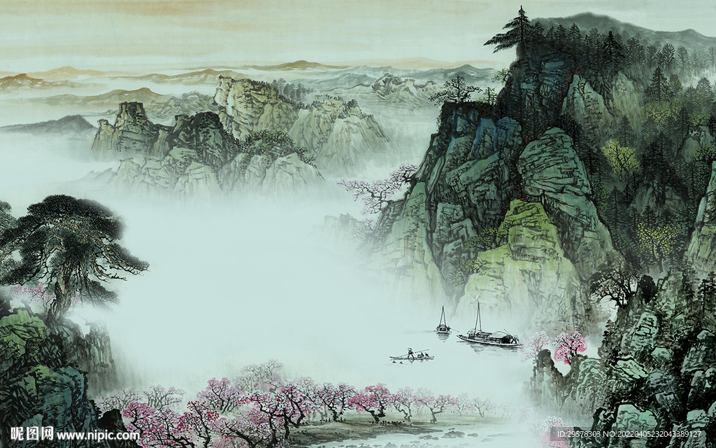 国画背景高清山水 TIF分层