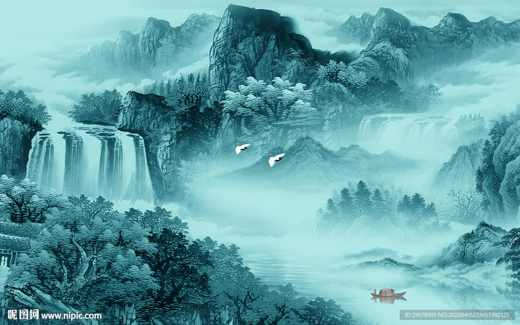 简约背景高清山水 TIF分层