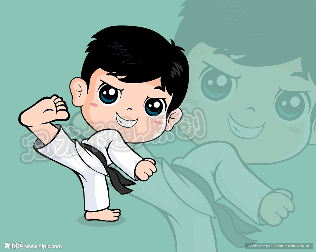 Taekwondo Hand Painted Characters Cartoon Characters Anime PNG , Kicks, Hand Painted, Meng PNG ...