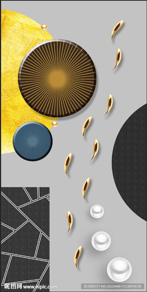 轻奢装饰画 金鱼 圆圈 珠子