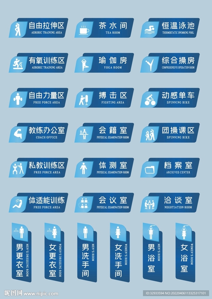 健身房科室内导视指示标识门牌