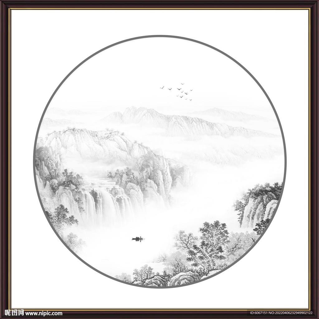 圆形山水画