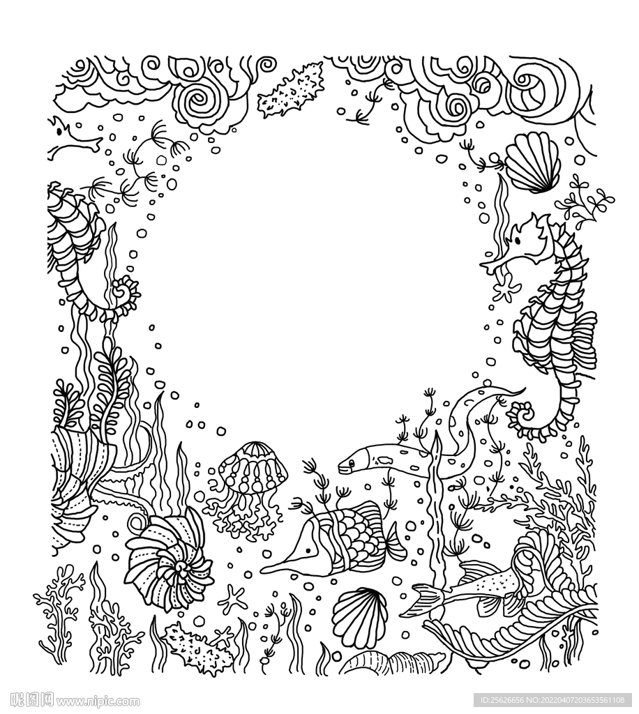 海洋生物插画ps分层文件