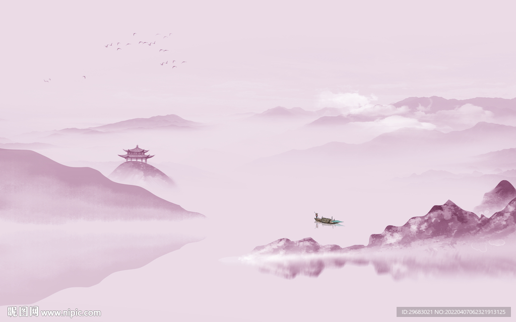 最新背景墙山水图 TIF分层