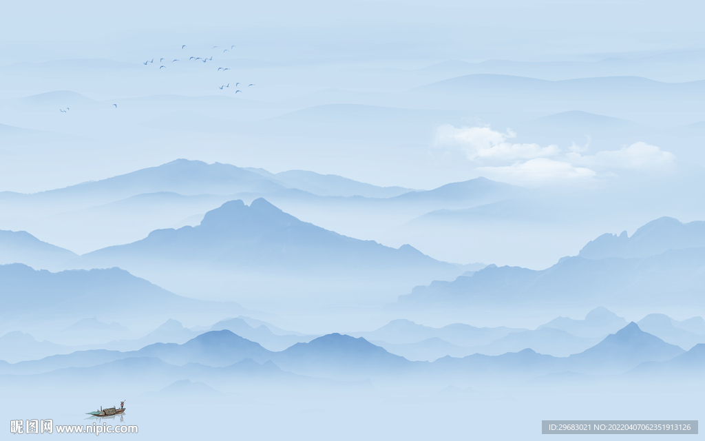 中国风背景墙山水图 TIF分层