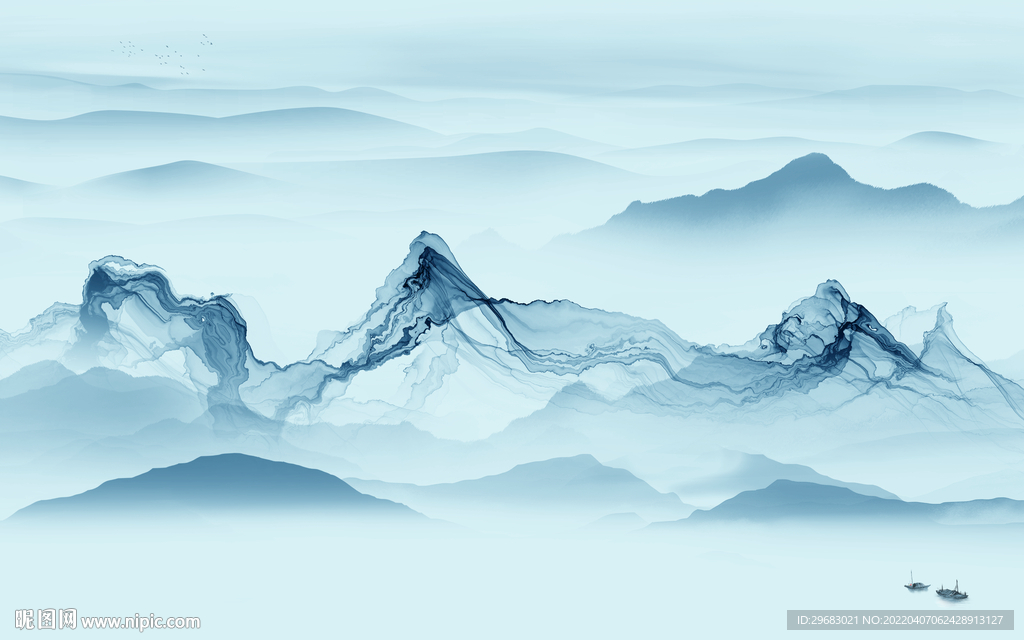 水墨背景墙山水图 TIF分层