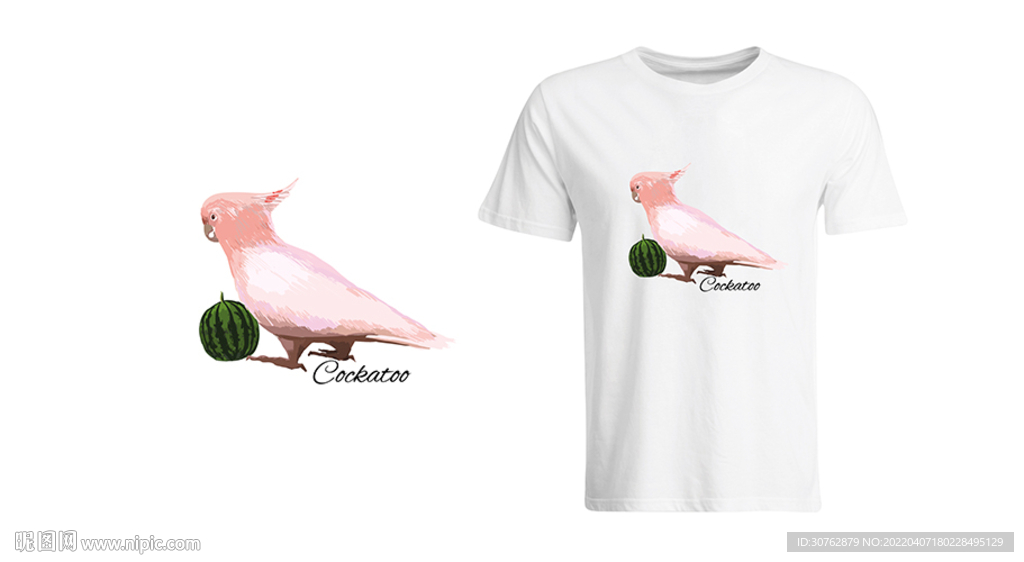 大牌印花鹦鹉几何抽象服装T恤