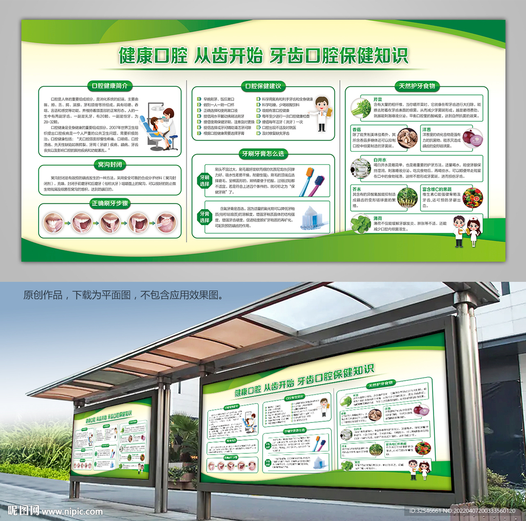 牙齿口腔健康知识展板灯箱海报