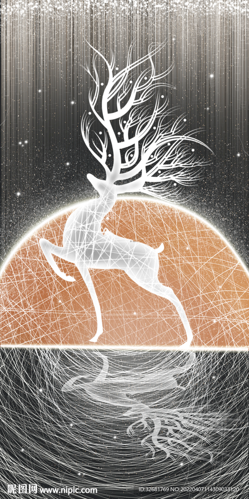 麋鹿星空山水玄关