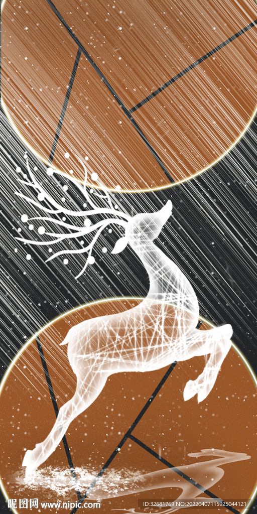 星空麋鹿装饰画