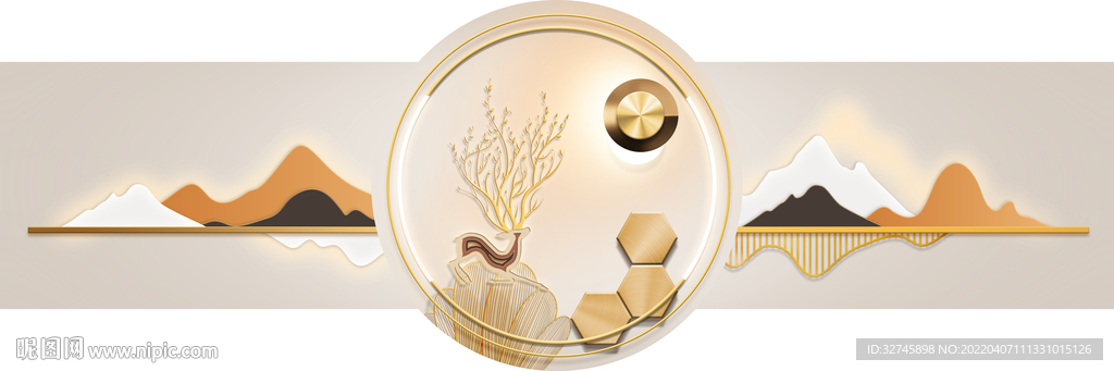 麋鹿山水装饰画