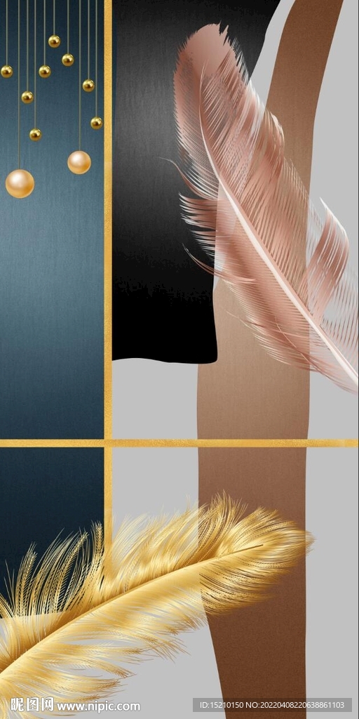 金色羽毛玄关背景墙