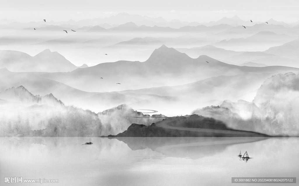 轻奢装饰画 新中式山水画