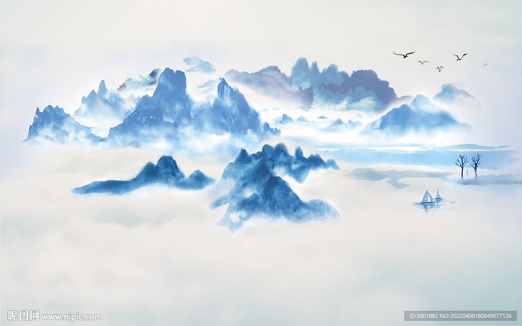 轻奢装饰画 新中式山水画