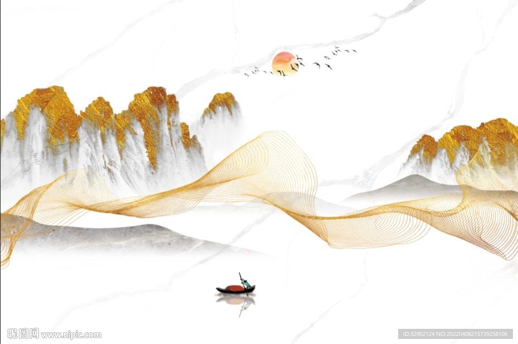 金箔山水背景墙
