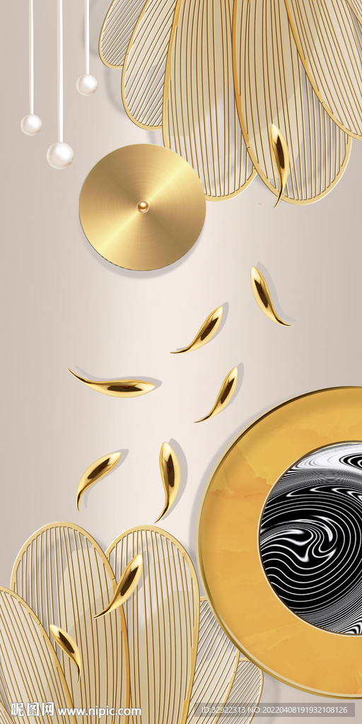 立体抽象九鱼图玄关