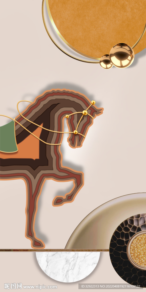 轻奢骏马几何装饰画