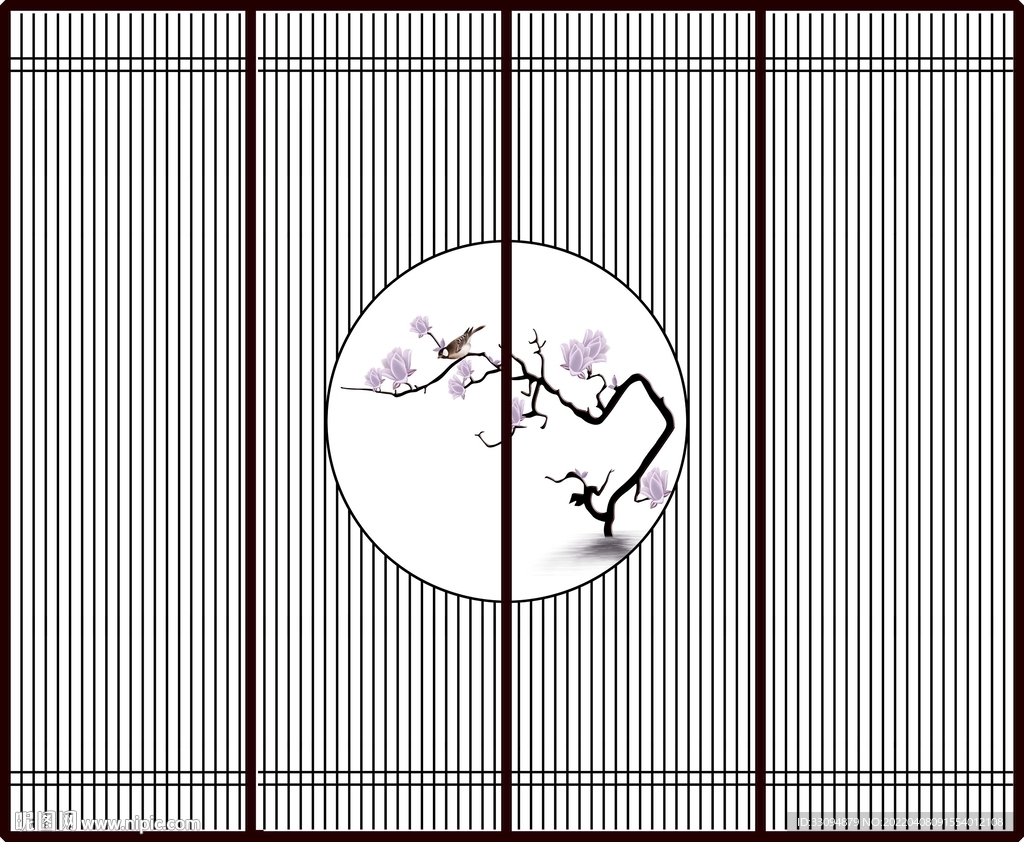 高清分层透明底推拉门打印图