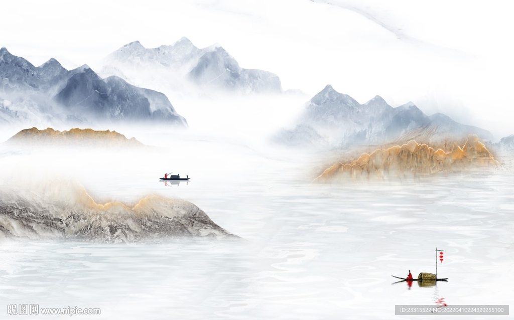 青山绿水山水新中式背景墙