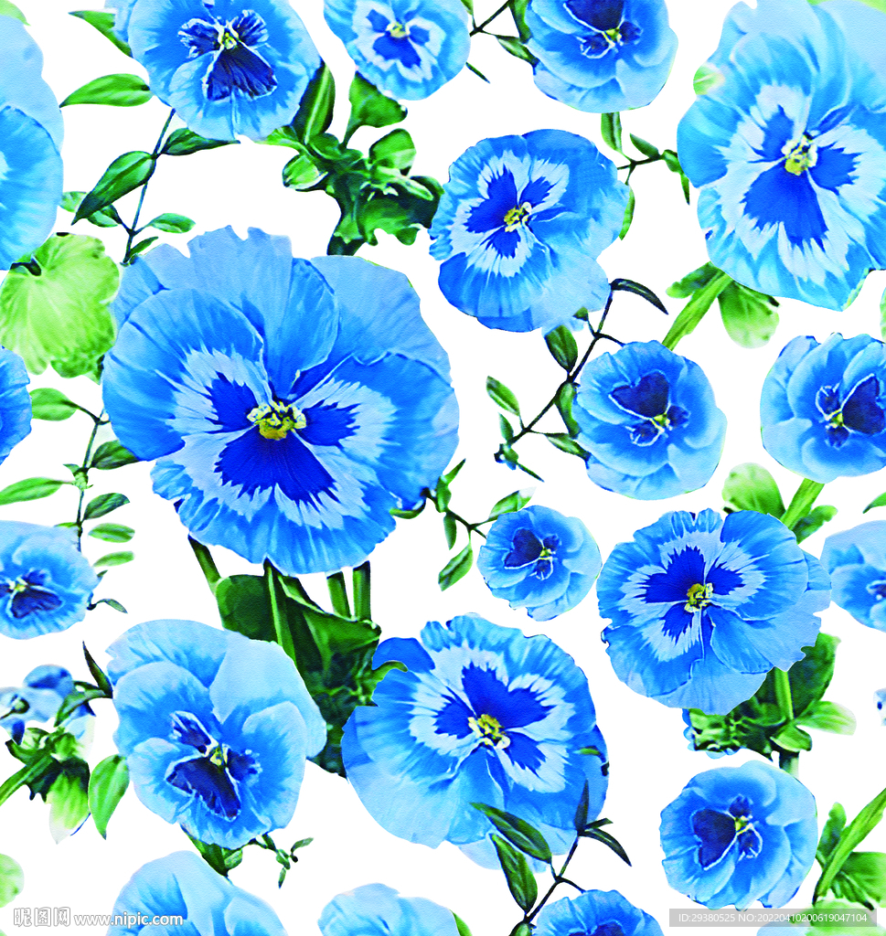 手绘花 大牌 蓝色花