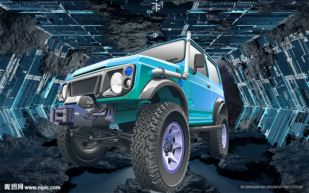 工业风越野车背景墙