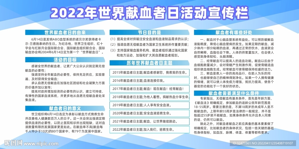 2022年献血者日活动宣传栏